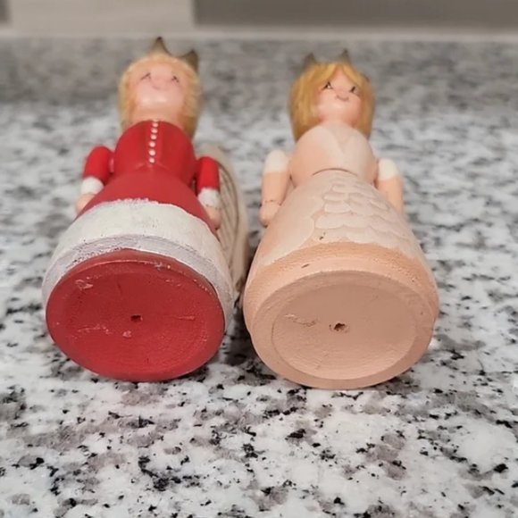 Vintage wooden handpainted angel candle holders - Picture 9 of 9